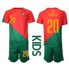 Portugal Joao Cancelo #20 Hemmaställ Barn VM 2022 Korta ärmar (+ Korta byxor)